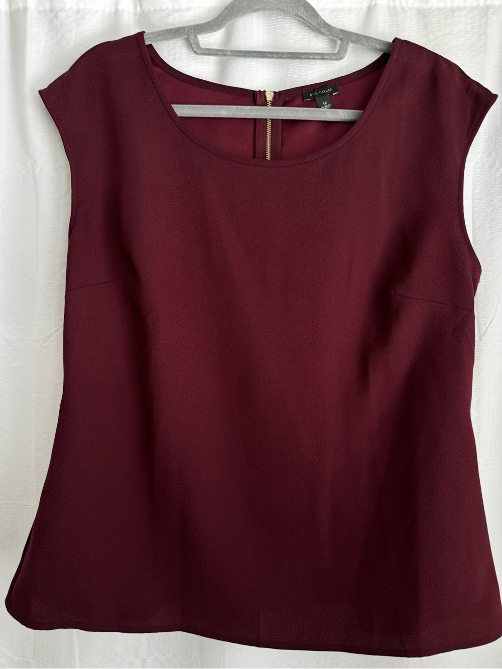 Ann Taylor Sleeveless Peplum Top in Deep Wine/Burgundy